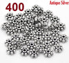 BD521 - 400 pcs Antique Silver Snowflake Daisy Spacer Beads- 5mm