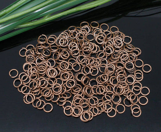 J046 - 100 pcs Antique Copper Tone Open Jump Rings - 6mm - 19 Gauge (0.9mm Thick)