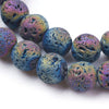 BD415 - 10mm Rainbow Stone Lava Round Beads - 15.7" strand - Hole Size: 1.5mm - Approx. 40 pcs.