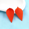 P624 - 10 pcs Orange Red Faux Leather Dangle Charms Pendants - Pinch Leaf - Silver Tone Jump Ring - 63mm (2.5") - Great for Earrings or Dangles