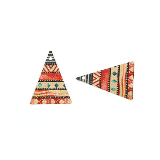 P692 - 10 pcs. Gold Plated Multicolor Enamel Triangle Metal Dangle Charms Pendants - 25mm x 18mm - 1" - Tribal - For Earrings, Necklaces, Dangles