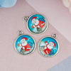 P768 - 10 pcs. Antique Silver Circle Round Pendants Charms - 28mm x 23mm - Christmas - Santa