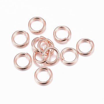J021A - 20 pcs 304 Stainless Steel Open Jump Rings 6mm - 18 Gauge (1mm Thick) - Rose Gold Plated - High Quality!