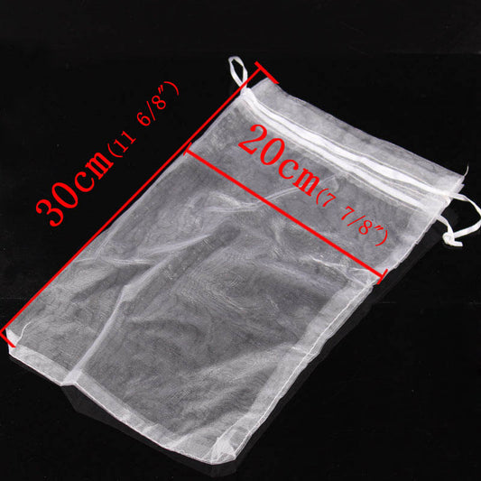 S007 - 10 pcs. White Organza Bags - 11.75" x 7.9" (30cm x 20cm)
