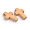 BD020 - 10 pcs Light Brown Wooden Cross Beads Pendants Charms - 22mm (0.87")