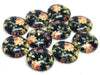 CA798 - 10 pcs Circle Flower Glass Round Dome Seals Tiles Cabochons - 12mm - Ivory Rose with Navy Blue Background