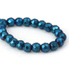 BD365 - 65 pcs. - 6mm Blue Multicolor Hematite Faceted Round Beads - 15 6/8 inch strand (40cm) - 0.8mm Hole Size - Grade A