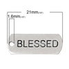 P353 - 10 pcs. Antique Silver "Blessed" Rectangle Charms Pendants - 21mm X 8mm