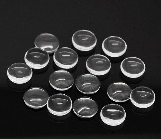 CA551A - Lot of 15 Circle Clear Round Glass Dome Seals Tiles - 12mm (0.5 in)