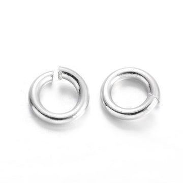J047 - THICK - 100 pcs Silver Tone Open Jump Rings - 6mm x 1mm - 18 Gauge