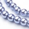 BD591 - 8mm Blue Periwinkle Silver Glass Pearl Imitation Round Beads - 32 inch strand - Approx. 105 beads - Hole Size: 1mm