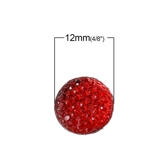 CA537A - 10 pcs Resin Embellishment Druzy Cabochons Red Pave Round - 12mm