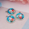 P768 - 10 pcs. Antique Silver Circle Round Pendants Charms - 28mm x 23mm - Christmas - Santa