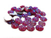 CA167 - 10 pcs Druzy Resin Embellishment Cabochons Ruby Pink Fuchsia - 10mm - Dome Circle