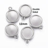 P888 - 10 pcs. 304 Stainless Steel Silver Tone Circle Round Bezel Cabochon Pendant Tags Trays - 12mm Glue Pad - Single Loop - Double Sided