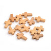 BD020 - 10 pcs Light Brown Wooden Cross Beads Pendants Charms - 22mm (0.87")