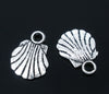 P302 - 10 pcs Silver Tone Beach Scallop Shell Charms Pendants- 12mm