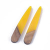M00027 - 4 pcs. Yellow Mustard Resin and Wood Teardrop Flat Pendant - 44mm x 8mm - (1.73" x 0.32") - Great for Earrings and Necklaces!