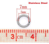 J163A - 100 pcs 304 Stainless Steel Silver Tone Open Jump Rings 7mm - 18 Gauge (1mm Thick) - High Quality - Tarnish Resistant