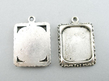 P659 - 10 pcs. Antique Silver Pendant Picture Photo Frame Setting Pendants Charms - 18mm X 21mm - Fits 16mm x 13.5mm Settings