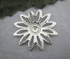 BD646 - 100 pcs Silver Plated Flower Bead Caps Covers - 29mm