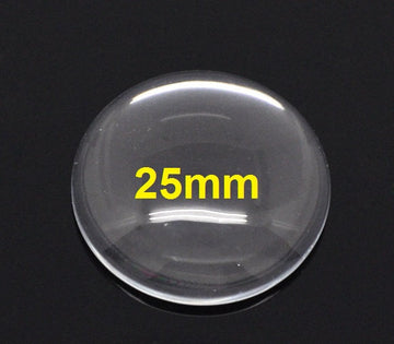 CA301 - 10 pcs. Circle Clear Round Glass Dome Seals Tiles - 25mm (1 in) - 5mm Thick