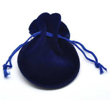 S025 - 10 pcs. Blue Velveteen Bags Pouches with Drawstring - 9cm x 7.5cm (3.54" x 2.95")