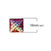 CA409 - 10 pcs Mermaid Fish Scales Resin Carved Embellishment Cabochons Red Pink AB - Square - 16mm