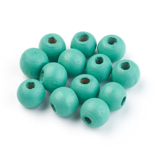 BD592 - 200 pcs Blue Mint Wooden Wood Round Spacer Beads - 10x9mm