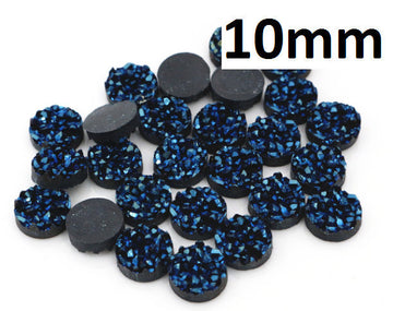 CA222 - 10 pcs. Druzy Resin Embellishment Cabochons Dark Blue - 10mm