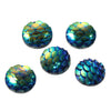 CA470A - 100 pcs Mermaid Fish Scales Resin Carved Embellishment Cabochons Blue AB - 20mm (3/4 in)