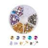 E721 - 240 pcs Assortment Box - Gold Iron and Silver Stainless Steel Pointed Back Stud Setting Posts - with 8mm Glass Cabochons! Box Included!