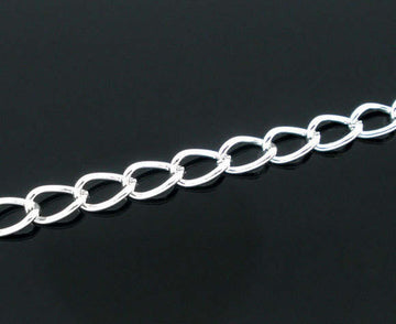 N145 - 10M (32.8ft) - Silver Plated Extension Chain -5x3mm Links - Ideal to make extender chains!