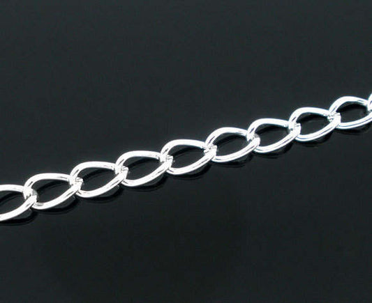 N145 - 10M (32.8ft) - Silver Plated Extension Chain -5x3mm Links - Ideal to make extender chains!