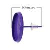 E043 - SALE - 10 pcs. Purple Earring Posts Studs Settings Bezels Cabochons Tacks- 14mm Glue Pad Setting - Includes Earring Backs!