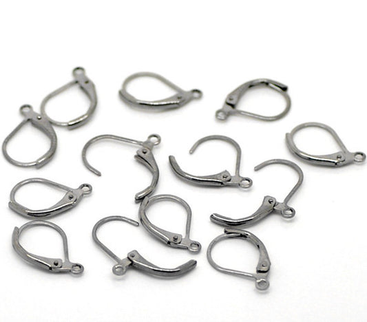 60 pcs (30 pairs) Gunmetal Leverback Earrings - 16x10mm - Made of copper!