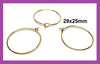 W004 - 100 pcs. Gold Plated Wine Charm/Earwire Hoop Rings - 29mm x 25mm-21 Gauge