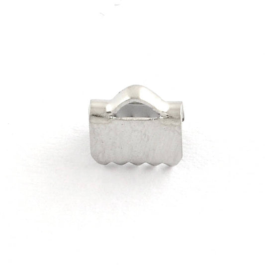 BA027 - 20 pcs. 304 Stainless Steel Smooth Ribbon Crimp End Caps - 6mm x 6.5mm - Great for 6-7mm Cords! Tarnish Resistant!