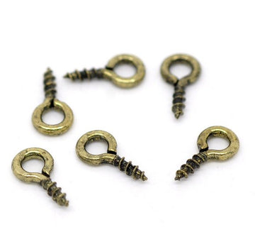 BA041 - 1000 pcs. Bronze Screw Eyes Bails Top Drilled - 8mm x 4mm