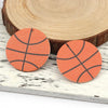 P1079 - 10 pcs. Orange and Black Basketball Ball Faux Leather Dangle Charms Pendants - Circle - Sports - 45mm (1.775") - Double-Sided
