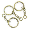 J140 - 10 pcs. - Antique Bronze Split Key Chain rings with Chain- 53mm x 25mm - 2 1/8 inches long!