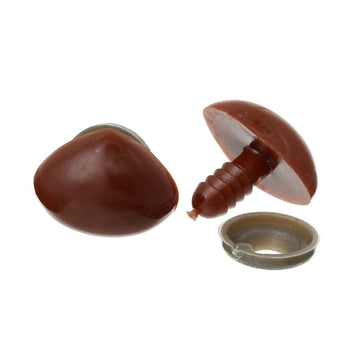 DO005 - 6 Sets (12 pieces) Brown Safety Noses and Backs for Doll and Toy Making - 15mm - 20x15mm - 20mm