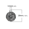 P408A - 10 pcs. Antique Silver Saint Christopher Circle "Protect" Charms Pendants - 29mm x 24mm ( 1 1/8" x 1") - Double Sided
