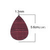 P1056 - 10 pcs. Metallic Red Faux Leather Dangle Pendants - Teardrop - Brick - 56mm (2.2") - Great for Light Earrings and Dangles! Double-Sided