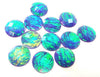 CA653 - 10 pcs Resin Round Embellishment Circle Cabochons Faceted Metal Foil - Purple Multicolor - 16mm - Multi-Color Glitter