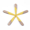 MP0028 - 4 pcs. Yellow Creamy Resin and Wood Teardrop Flat Pendant - 44mm x 8mm - (1.73" x 0.32") - Great for Earrings and Necklaces!