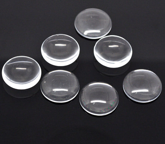GT031 - 2 pcs. Circle Clear Round Glass Dome Seals Tiles - 58mm  - 5.8cm - (2.28 in)