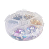 E721 - 240 pcs Assortment Box - Gold Iron and Silver Stainless Steel Pointed Back Stud Setting Posts - with 8mm Glass Cabochons! Box Included!