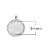 P505 - 2 pcs. Silver Plated Rhinestone Pendant Trays Circle Posts Settings Bezels Cabochons - 25mm Glue Pad Setting (1 inch)