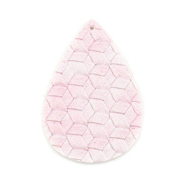 P961 - 10 pcs. Pink Faux Leather Dangle Charms Pendants - Teardrop Weave - 56mm (2.2") - Great for Light Earrings or Dangles! Double-Sided